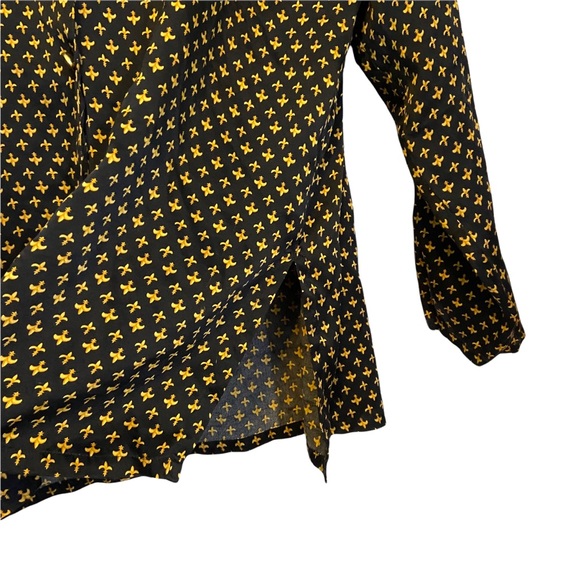 Victoria’s Secret Fleur-de-lis 100% Silk Gold Button Down Blouse - Picture 7 of 8